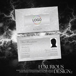 Light Silver Snake Mönster med Logotyp och foto Visitkort