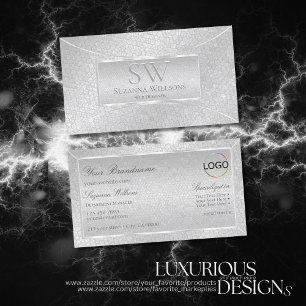 Light Silver Snake Mönster med Monogram och Logoty Visitkort