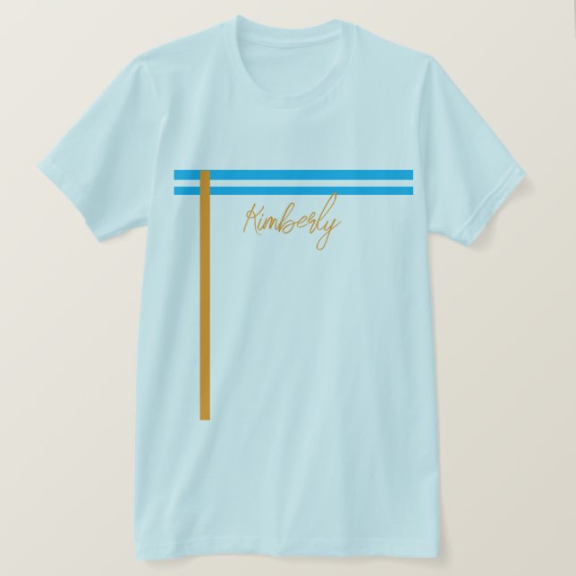 Light Sky Blue Minimal Custom Name Basic T-Shirt (Design framsida)