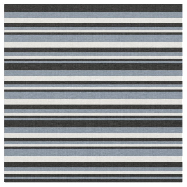 Light Slate Grått, Black & White Linjer Tyg (Närbild)
