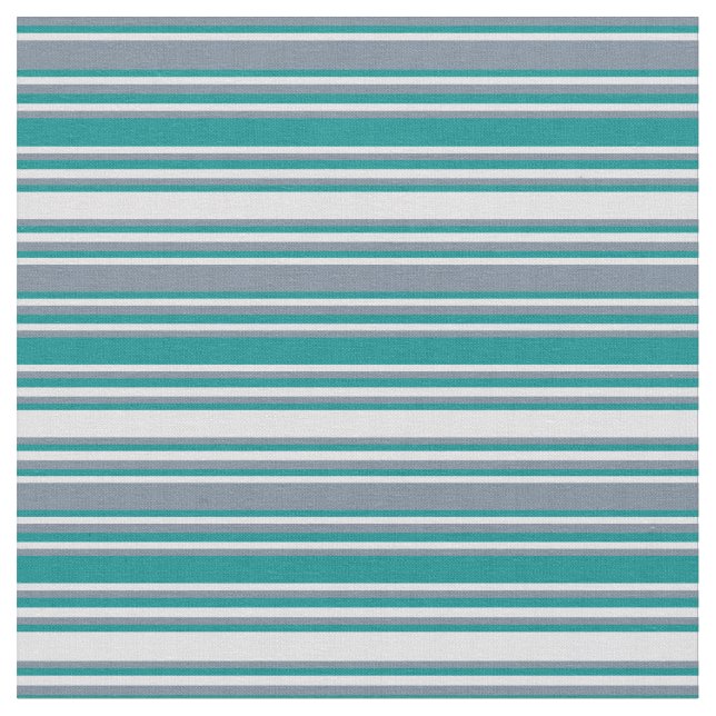 Light Slate Grått, Mörk Cyan & Lavender Rand Tyg (Närbild)