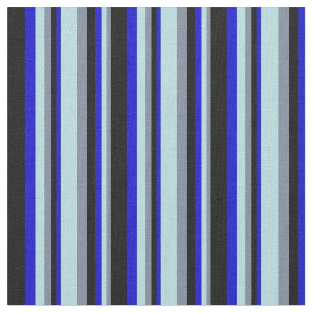 Light Slate Grått, Powder Blue, Blue & Black Linje Tyg (Närbild)