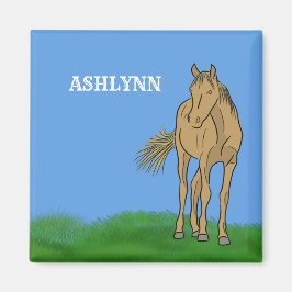Light Sorrel Brown Horse Realistic Illustration Magnet