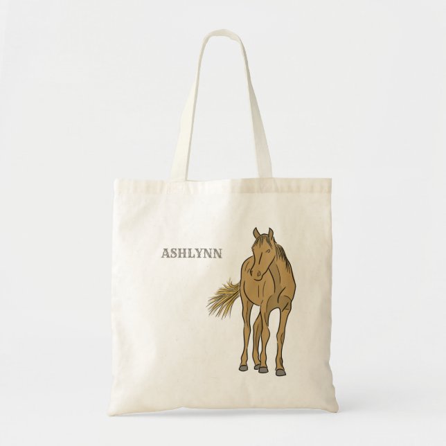 Light Sorrel Brown Horse Realistic Illustration Tygkasse (Framsidan)