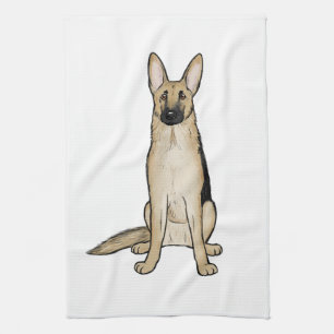Light Tan and Black German Shepherd Hund Pet Art Kökshandduk