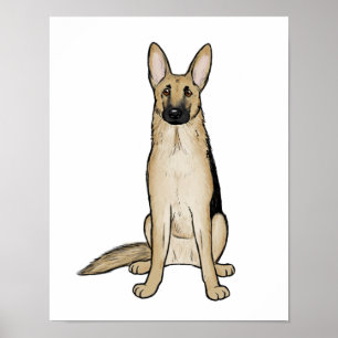 Light Tan and Black German Shepherd Hund Pet Art Poster