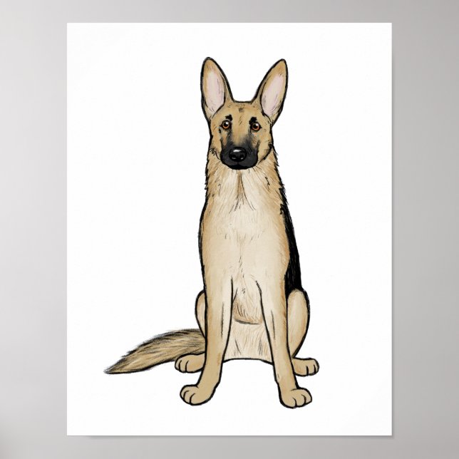 Light Tan and Black German Shepherd Hund | Pet Art Poster (Framsidan)