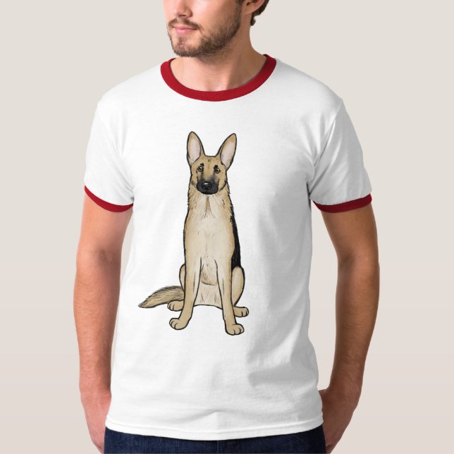 Light Tan and Black German Shepherd Hund | Pet Art T Shirt (Framsida)