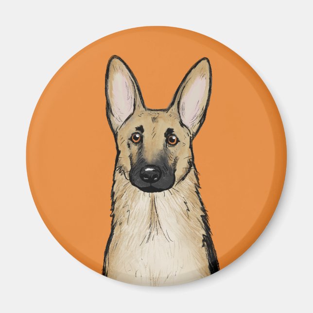 Light Tan German Shepherd Hund | Cute Djurälskares Magnet (Framsidan)
