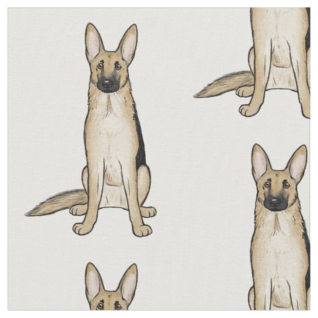 Light Tan German Shepherd Hundar Mönster | Pet Art Tyg (Närbild)