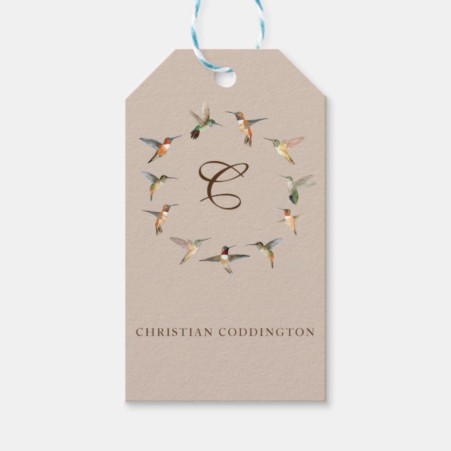 Light tan Monogram Hummingbird Presentetikett (Framsidan)