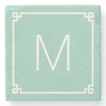 Light Teal and White Grekiska Nyckel Monogram