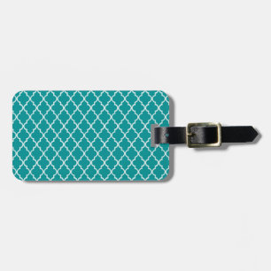 Light Teal and White Moroccan Quatrefoil Mönster Bagagebricka