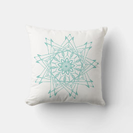 Light Teal and White Vass Mandala Dekorativ kudde