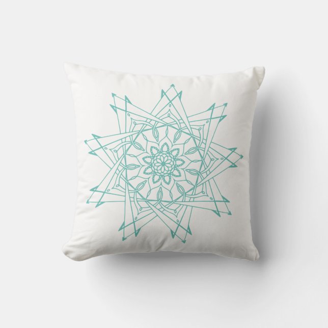 Light Teal and White Vass Mandala Dekorativ kudde (Framsida)