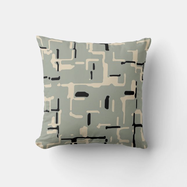 Light Teal Black Beige Modern Kudde (Framsida)