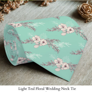 Light Teal Blommigt Bröllop Neck Tie Slips