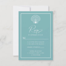 Light Teal Blue Seashell Beach Wedding Elegant
