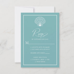 Light Teal Blue Seashell Beach Wedding Elegant OSA Kort