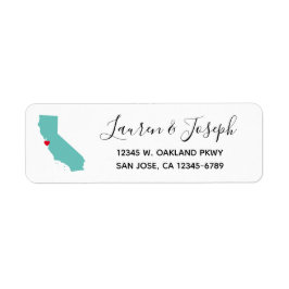 Light Teal California and White Bröllop Returadress Etikett