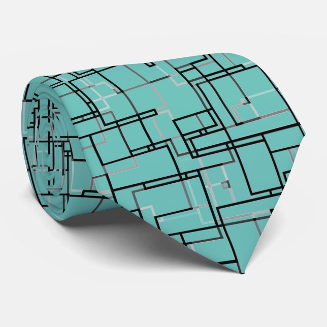 Light Teal Coola Trendig Modern Mönster Slips (Rullad)