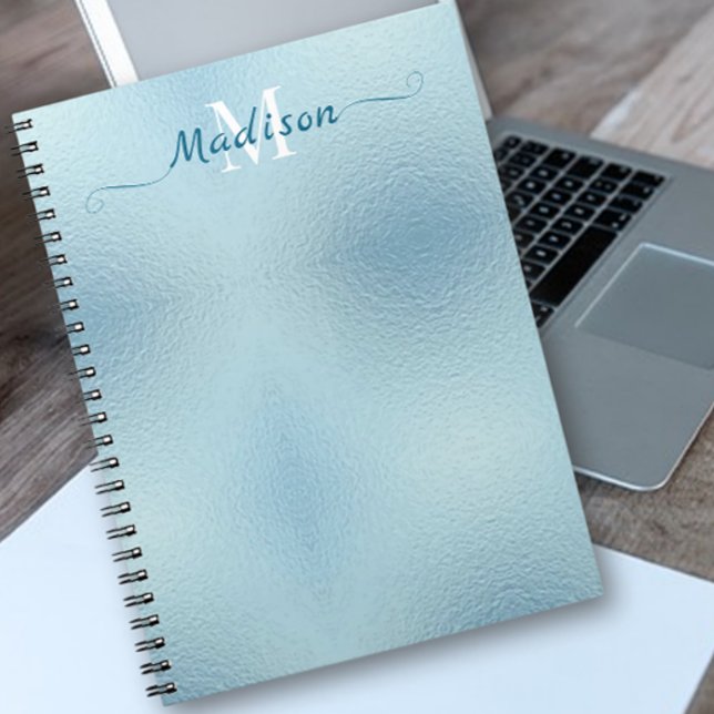 Light Teal Foil Typography Notebook Anteckningsbok (Skapare uppladdad)