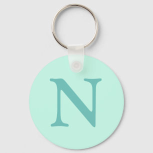 Light Teal Initial Brev Trendig Pastel Mint Blue Nyckelring