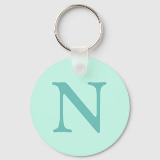 Light Teal Initial Brev Trendig Pastel Mint Blue Nyckelring