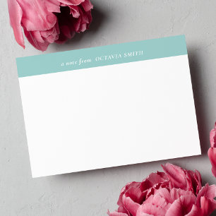LIGHT TEAL PERSONLIG FAMILY NAMN MONOGRAM ANTECKNINGSKORT