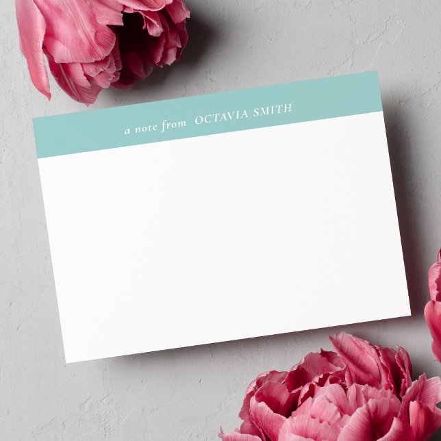 LIGHT TEAL PERSONLIG FAMILY NAMN MONOGRAM ANTECKNINGSKORT (Skapare uppladdad)