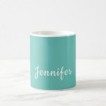 Light Teal Trendig Modern Minimalist Chic Namn Kaffemugg<br><div class="desc">Den här mallen kan anpassas för att uppfylla alla professioneller eller personliga yrken.</div>