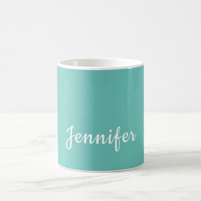 Light Teal Trendig Modern Minimalist Chic Namn Kaffemugg (Center)