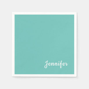 Light Teal Trendig Modern Minimalist Chic Namn Pappersservett