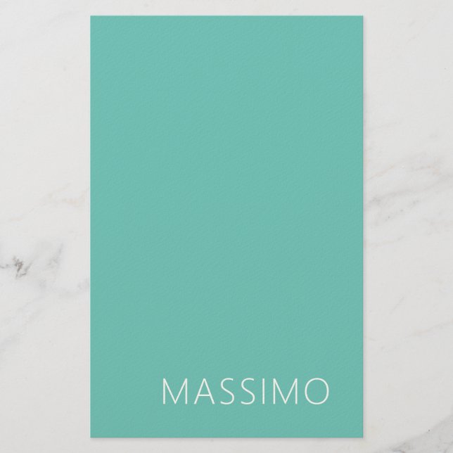 Light Teal Trendy Modern Minimalist Chic Name Brevpapper (Framsida)