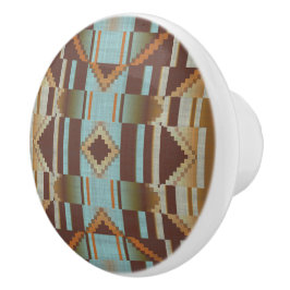 Light Teal Turcos Blue Orange Brown Tribal Art Knopp
