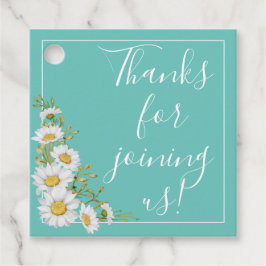 Light Teal & White Daisy Bröllop Gåvor Etiketter