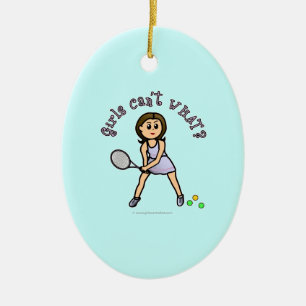 Light Tennis Player Girl Julgransprydnad Keramik