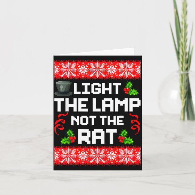 Light The Lamp Not The Rat Funny Christmas Matchin Kort (Framsida)
