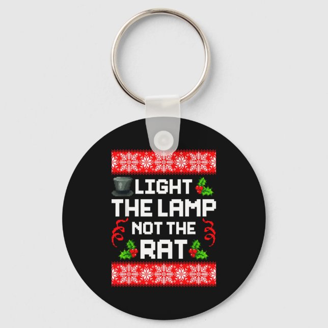 Light The Lamp Not The Rat Funny Christmas Matchin Nyckelring (Framsida)