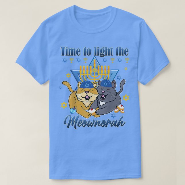 Light The Meownorah Jewish Cat Menorah Lover Ugly  T Shirt (Design framsida)