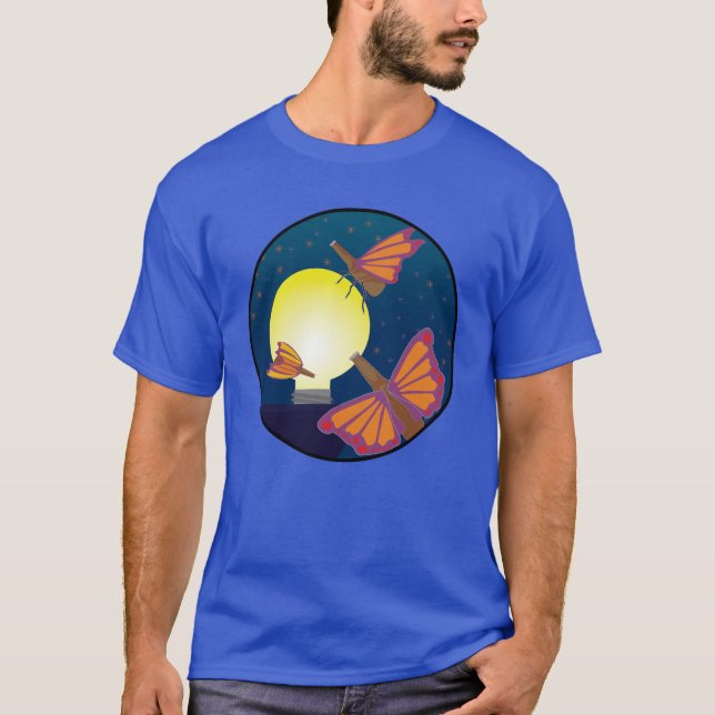 Light Up The Night Bottlefly Moths to a Lightbulb T Shirt (Framsida)