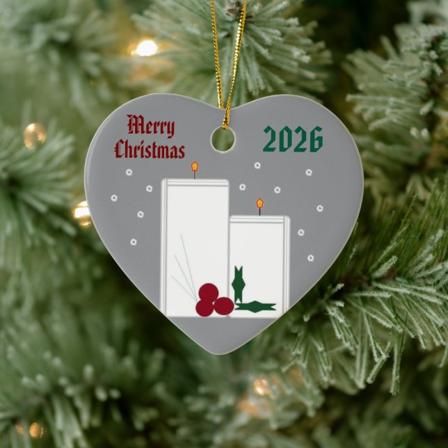 "Light Up the Season" Ceramic Heart Ornament (Träd)