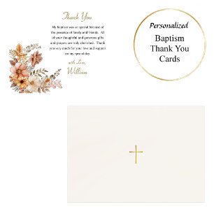 Light Vin Boho Flowers Löv ortodox Baptism Tack Kort