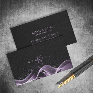 Light Wave and Stardust Monogram Lavender ID781 Visitkort