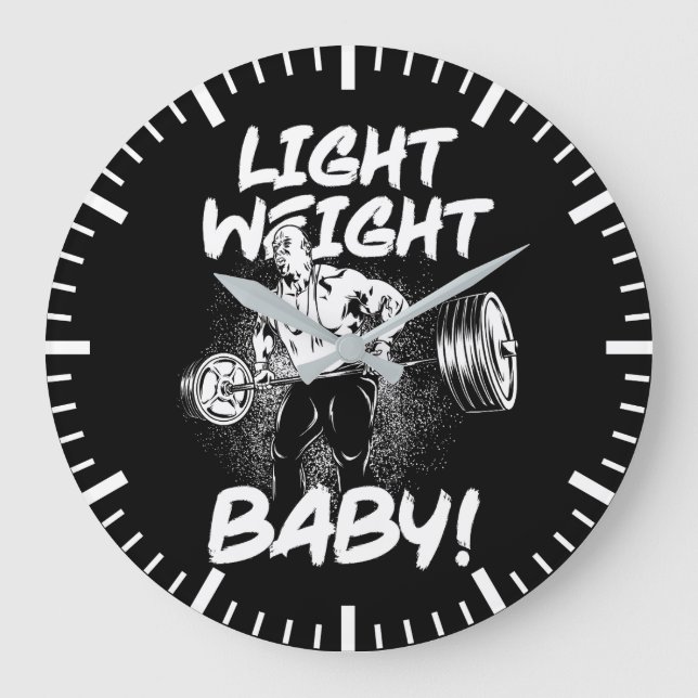 Light Weight Baby - Gym Workout Bodybuilding Large Stor Klocka (Framsida)