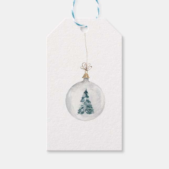 Light White Blek jul Ornament Bulb Träd Presentetikett (Framsidan)