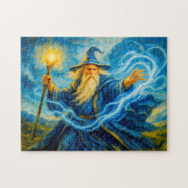Light-wielding mage in fantasy oil art pussel