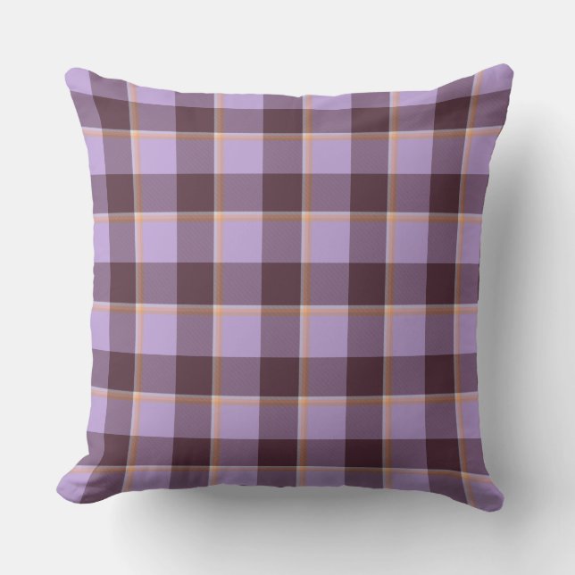 Light Wisteria and Livid Brown Plaid Purple Kudde (Framsida)
