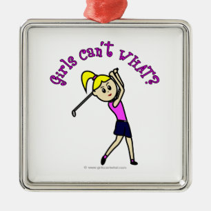 Light Woman Golfer Julgransprydnad Metall