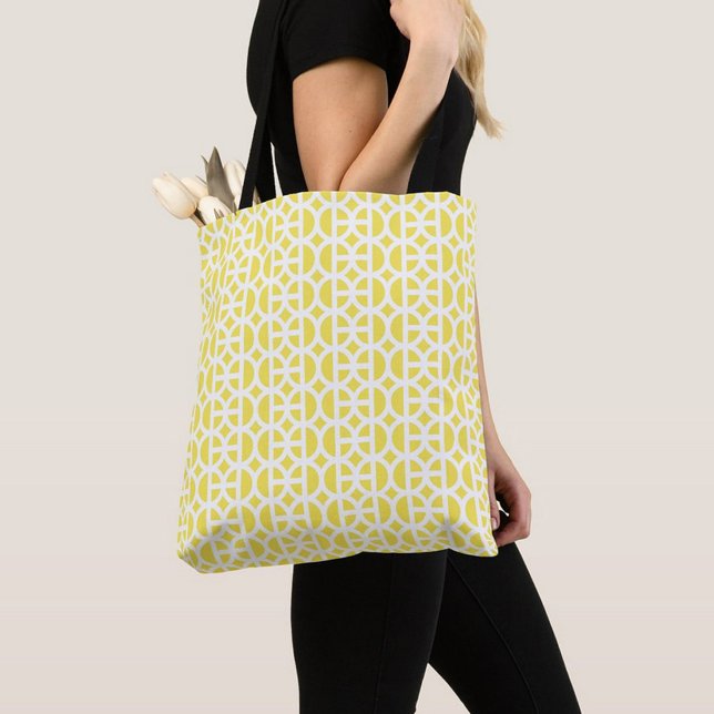 Light Yellow Circular Pattern Tote Tygkasse (Skapare uppladdad)